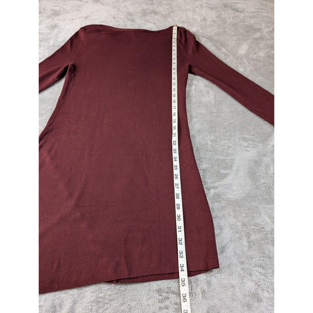 WHBM Dress Womens L Maroon Ribbed Knit Asymmetrical Sleeve Bateau Neck - Picture 11 of 11
